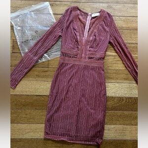 Hello Molly Long Sleeve Lace Mini Dress in Pink